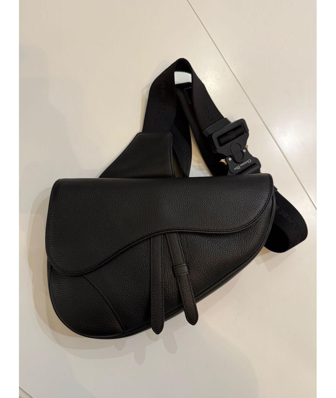 CHRISTIAN DIOR Черная кожаная сумка на плечо, фото 8