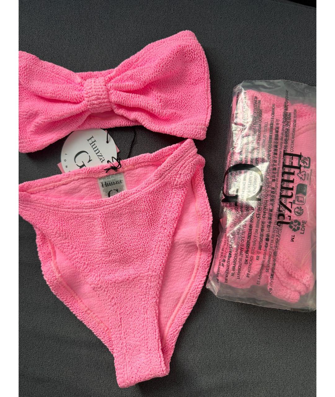 HUNZA G Розовый полиамидовый купальник, фото 4