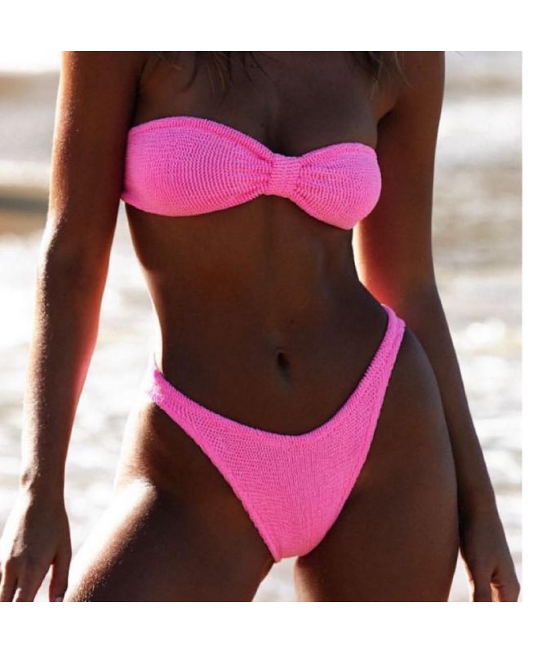 HUNZA G Розовый полиамидовый купальник, фото 2