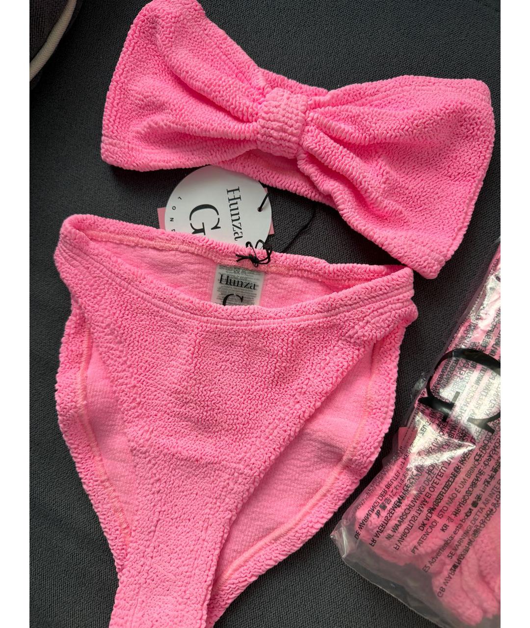 HUNZA G Розовый полиамидовый купальник, фото 3