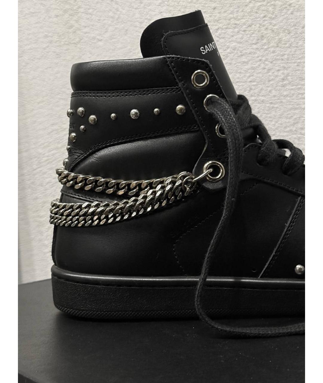 SAINT LAURENT Черные кожаные кеды, фото 8