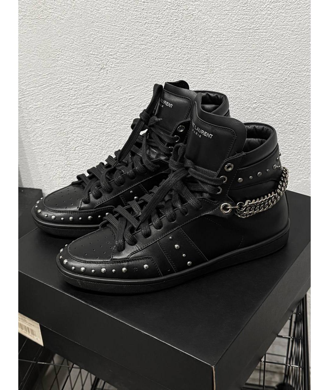 SAINT LAURENT Черные кожаные кеды, фото 2