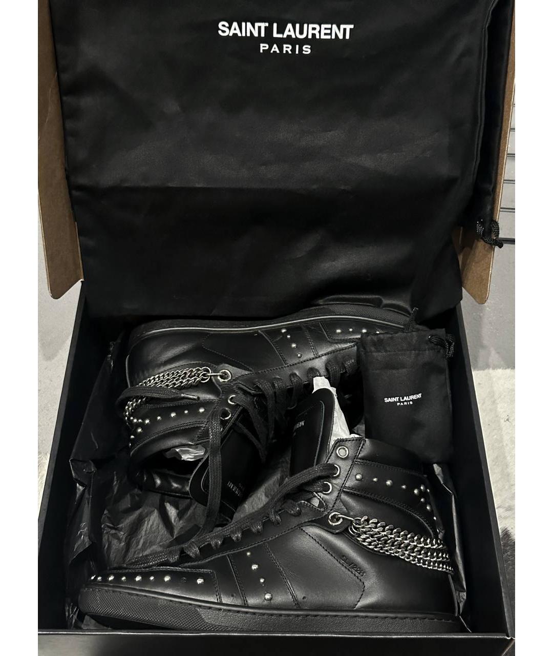 SAINT LAURENT Черные кожаные кеды, фото 3