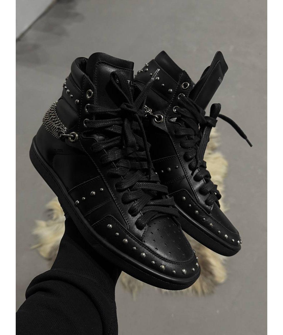 SAINT LAURENT Черные кожаные кеды, фото 9