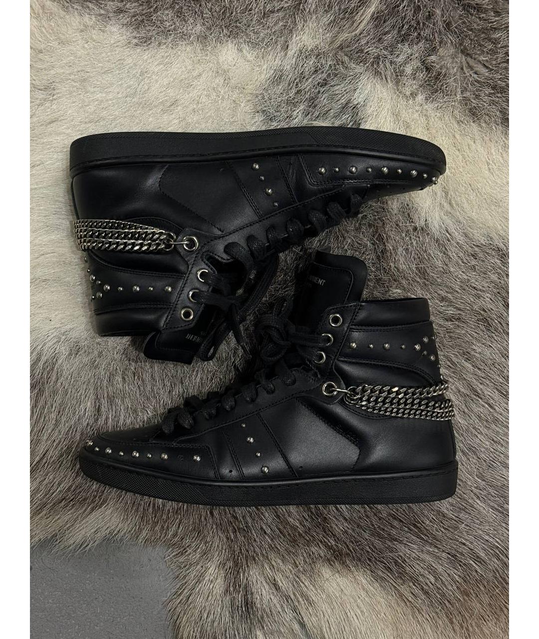 SAINT LAURENT Черные кожаные кеды, фото 5