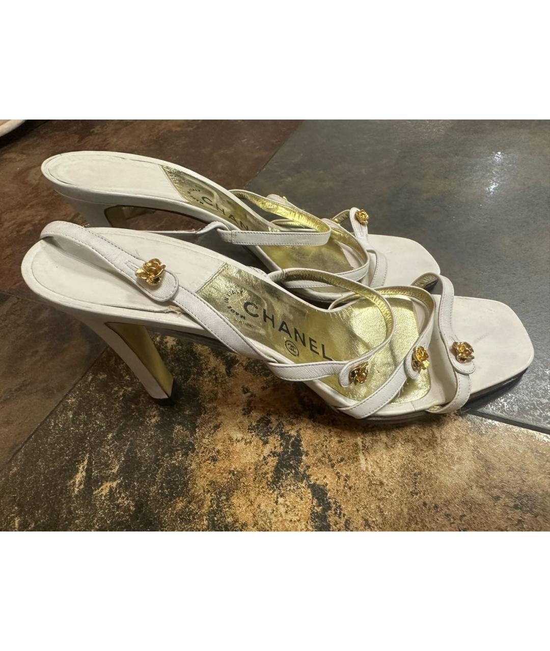 CHANEL Белые кожаные босоножки, фото 8