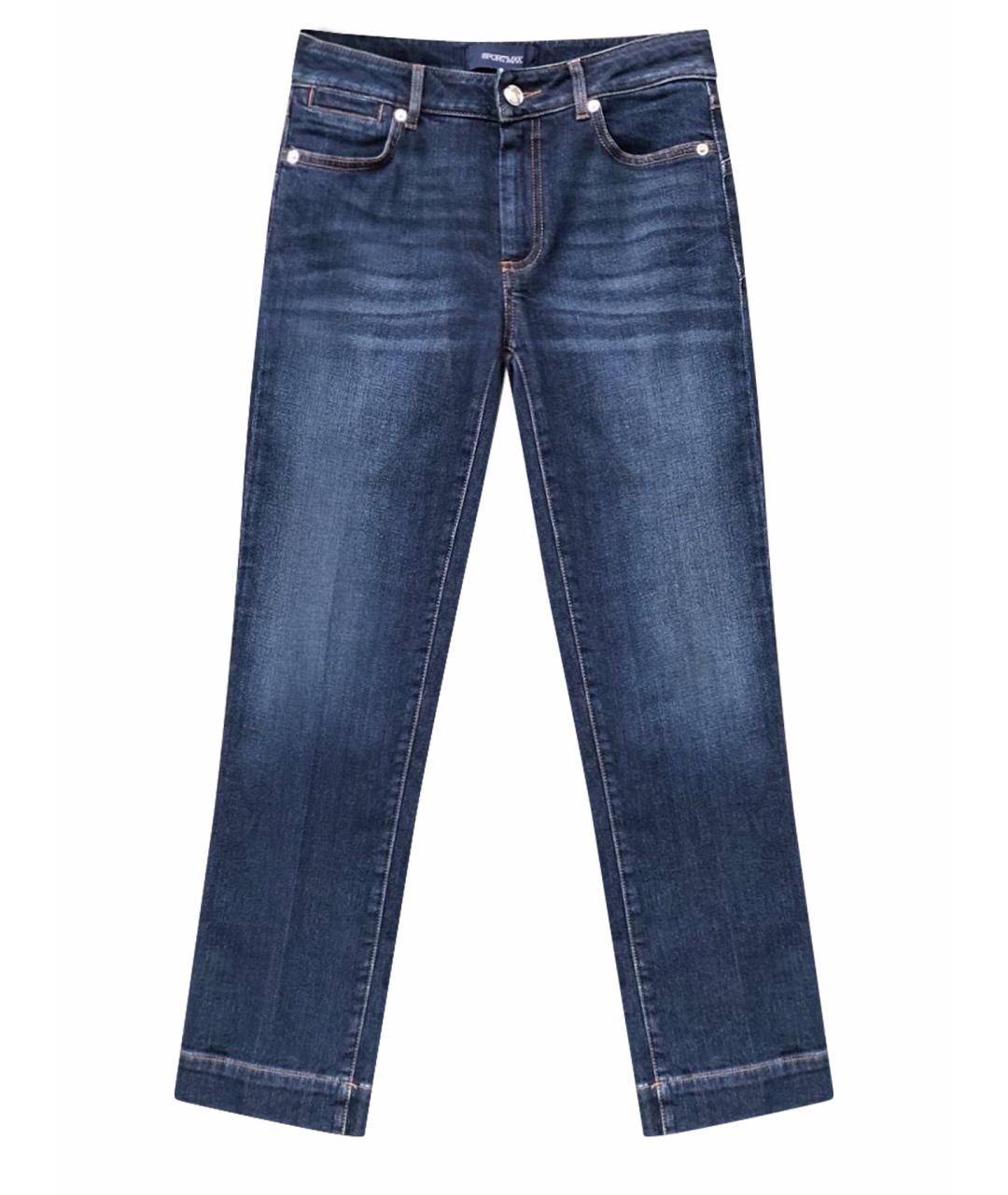 SPORT MAX CODE Синие хлопко-эластановые прямые джинсы, фото 8