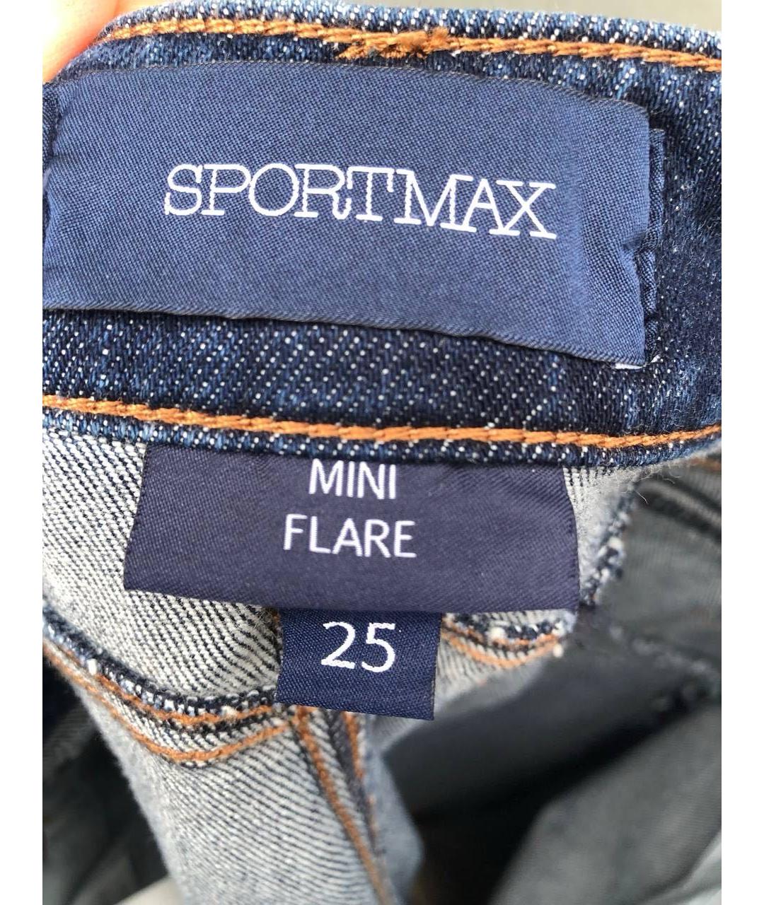 SPORT MAX CODE Синие хлопко-эластановые прямые джинсы, фото 3