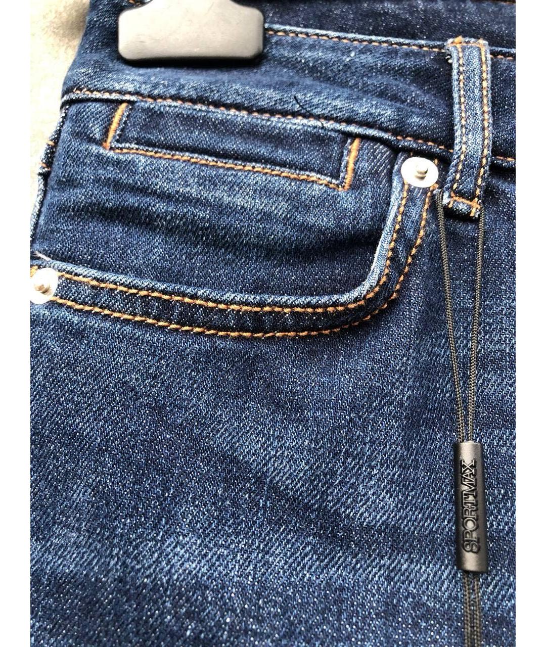 SPORT MAX CODE Синие хлопко-эластановые прямые джинсы, фото 6