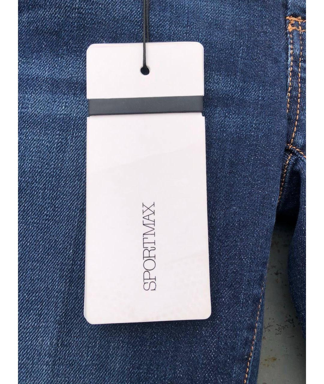 SPORT MAX CODE Синие хлопко-эластановые прямые джинсы, фото 5