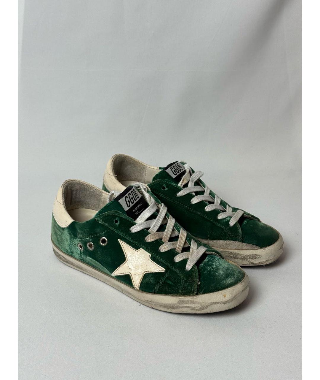 GOLDEN GOOSE DELUXE BRAND Зеленые бархатные кеды, фото 2