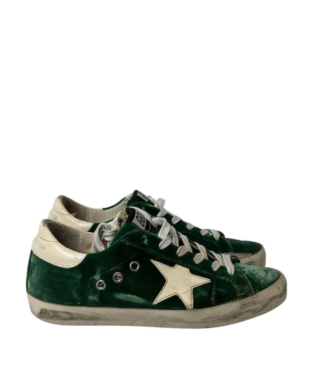 GOLDEN GOOSE DELUXE BRAND Зеленые бархатные кеды, фото 1