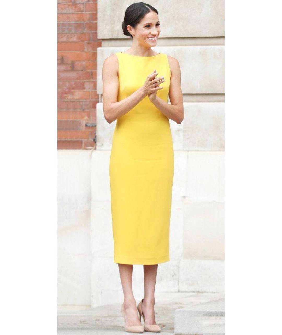 MICHAEL KORS Желтое вискозное повседневное платье, фото 8