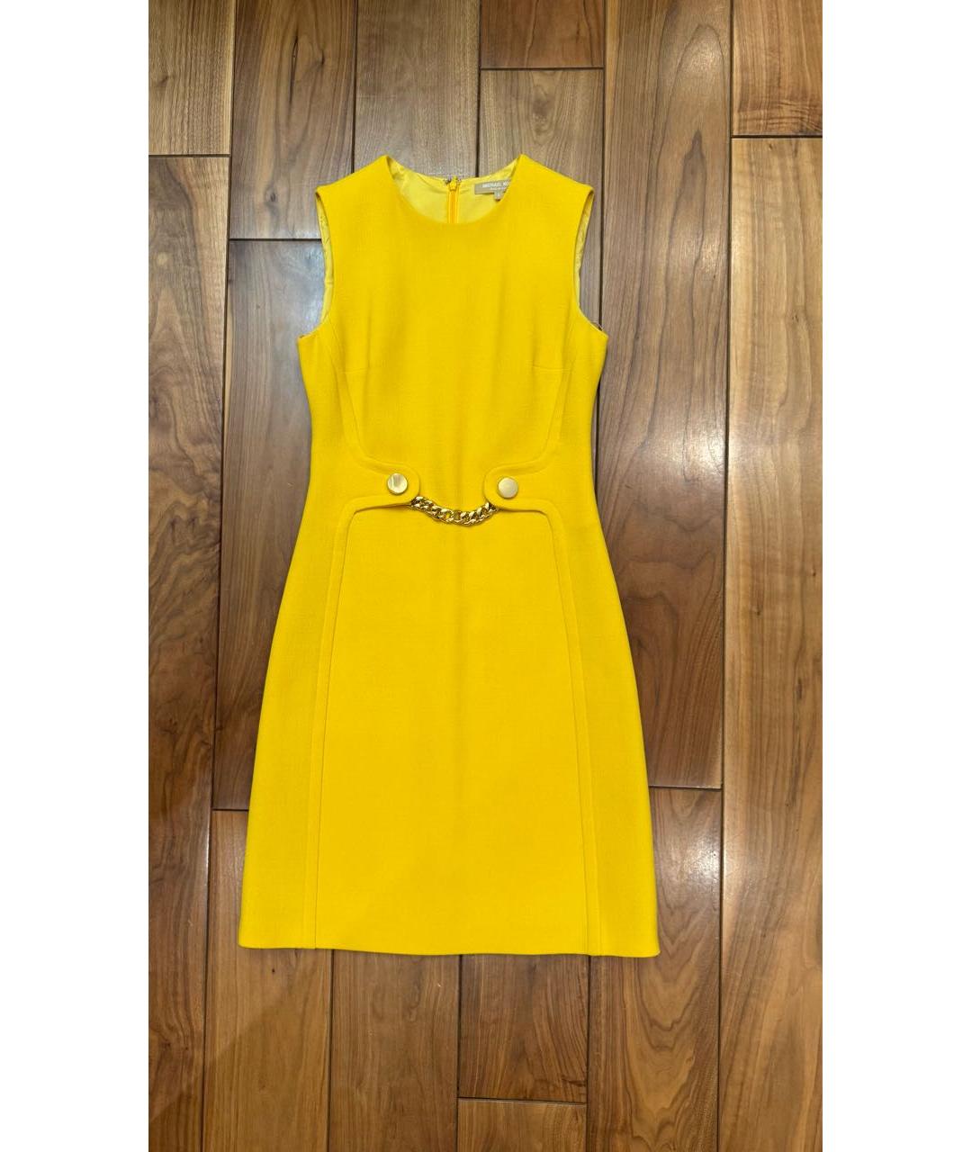 MICHAEL KORS Желтое вискозное повседневное платье, фото 9