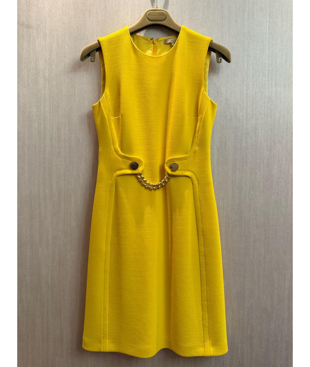 MICHAEL KORS Желтое вискозное повседневное платье, фото 2