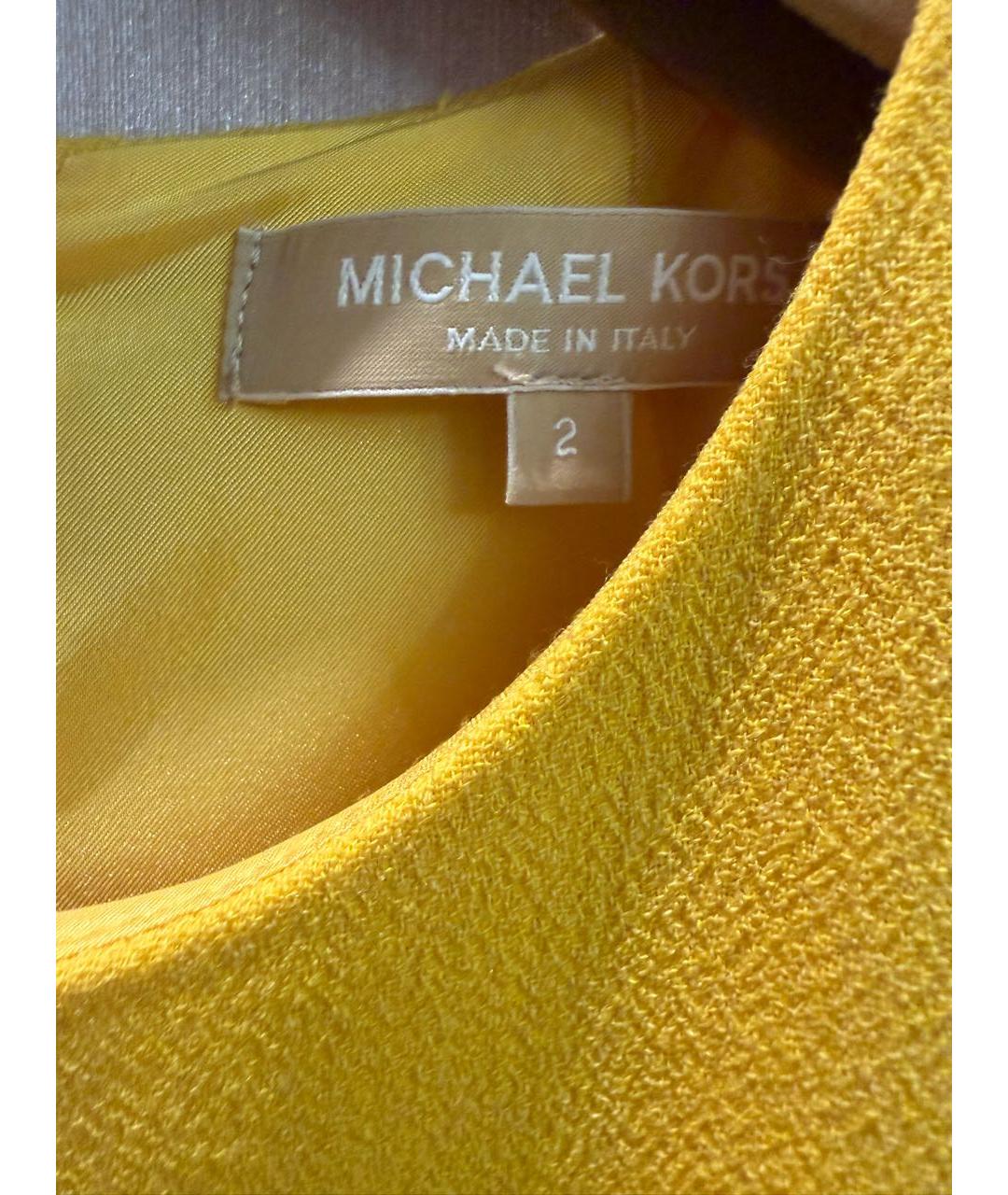 MICHAEL KORS Желтое вискозное повседневное платье, фото 6