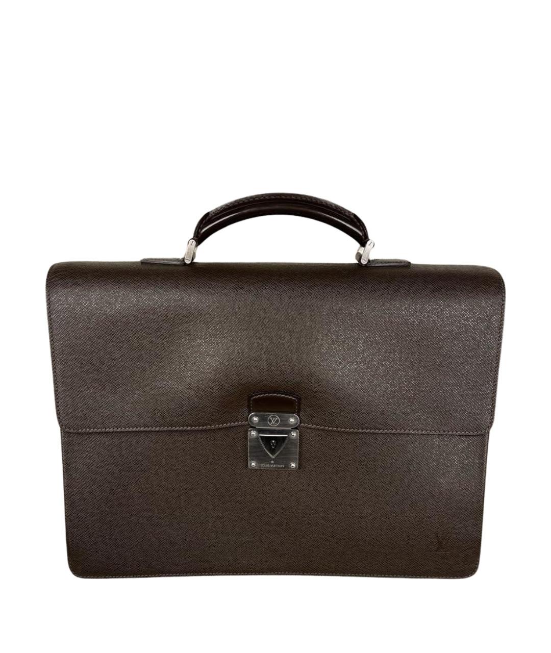 LOUIS VUITTON Коричневый кожаный портфель, фото 1