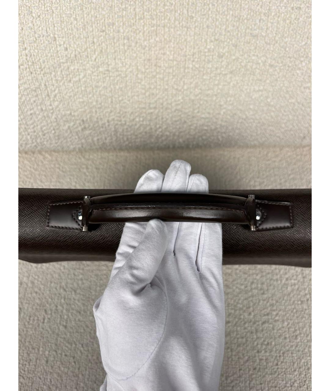 LOUIS VUITTON Коричневый кожаный портфель, фото 7