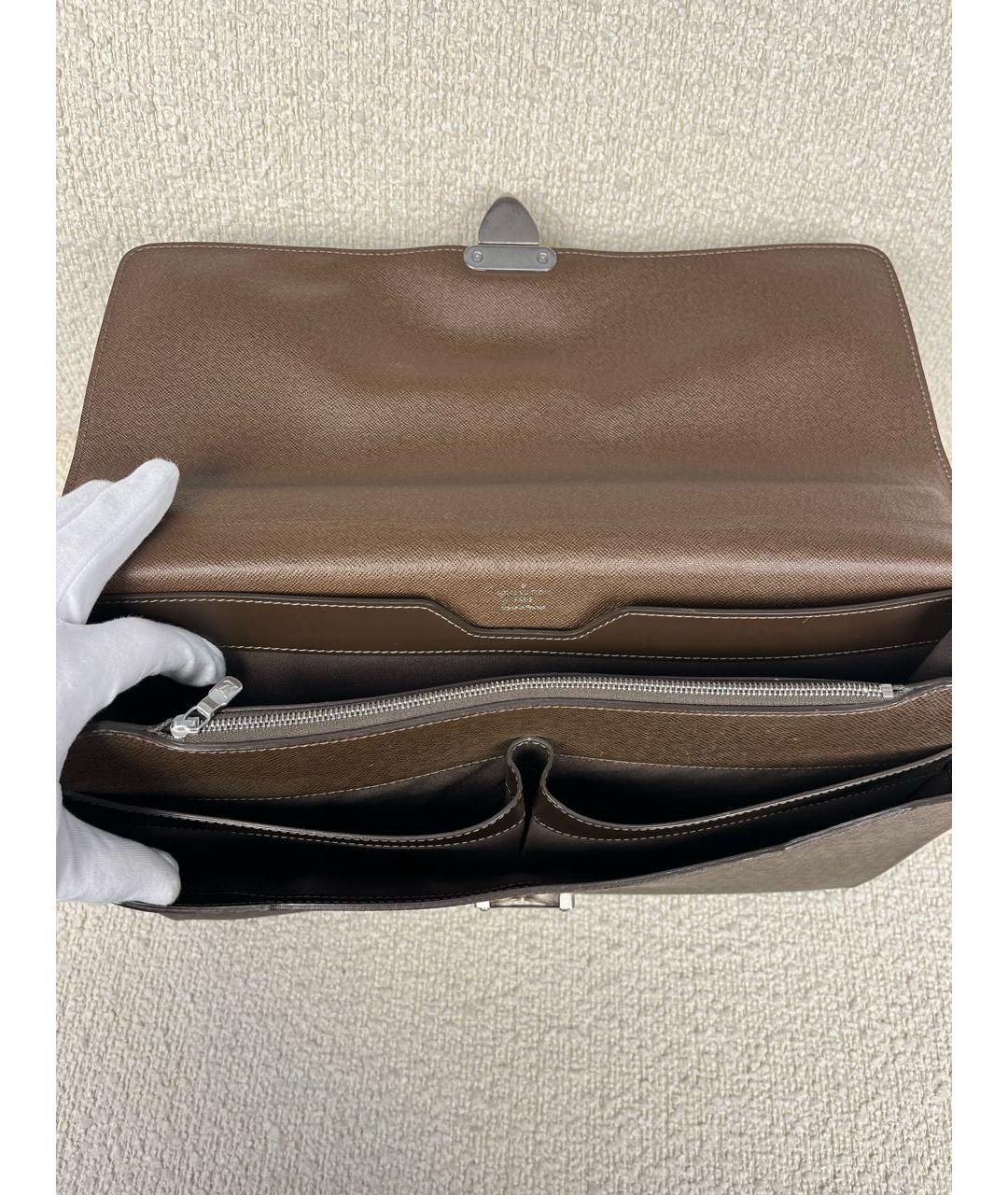 LOUIS VUITTON Коричневый кожаный портфель, фото 4
