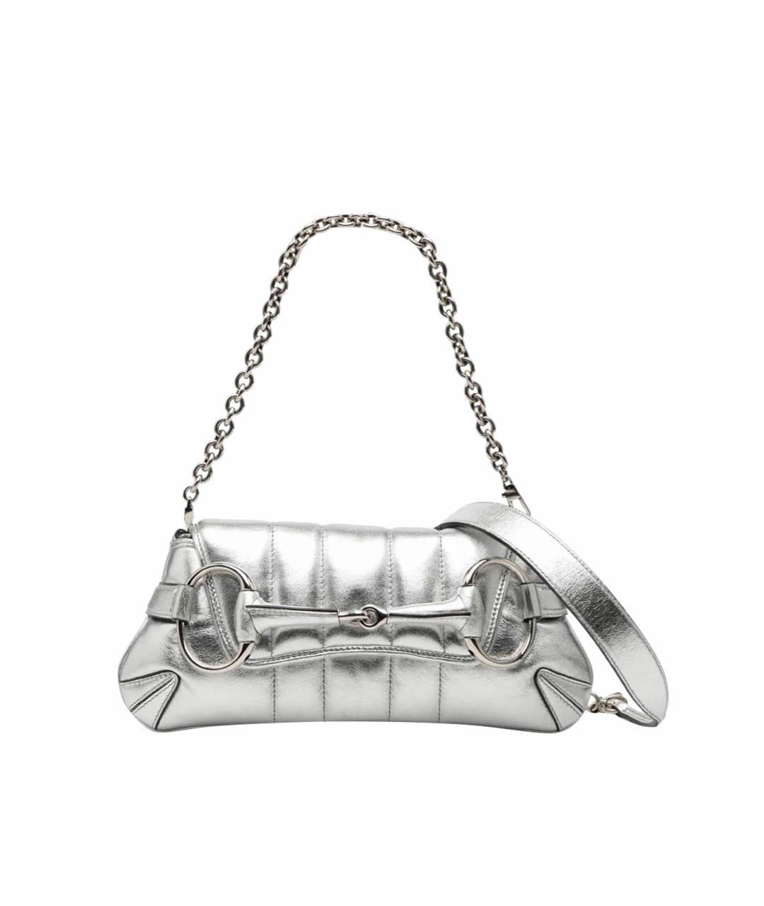 GUCCI Серебряная кожаная сумка через плечо, фото 1