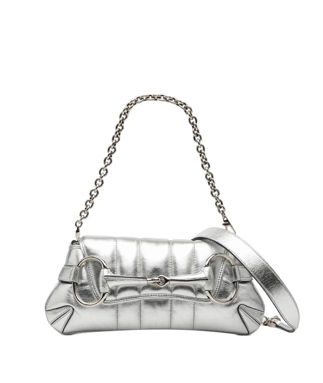 GUCCI Серебряная кожаная сумка через плечо, фото 7
