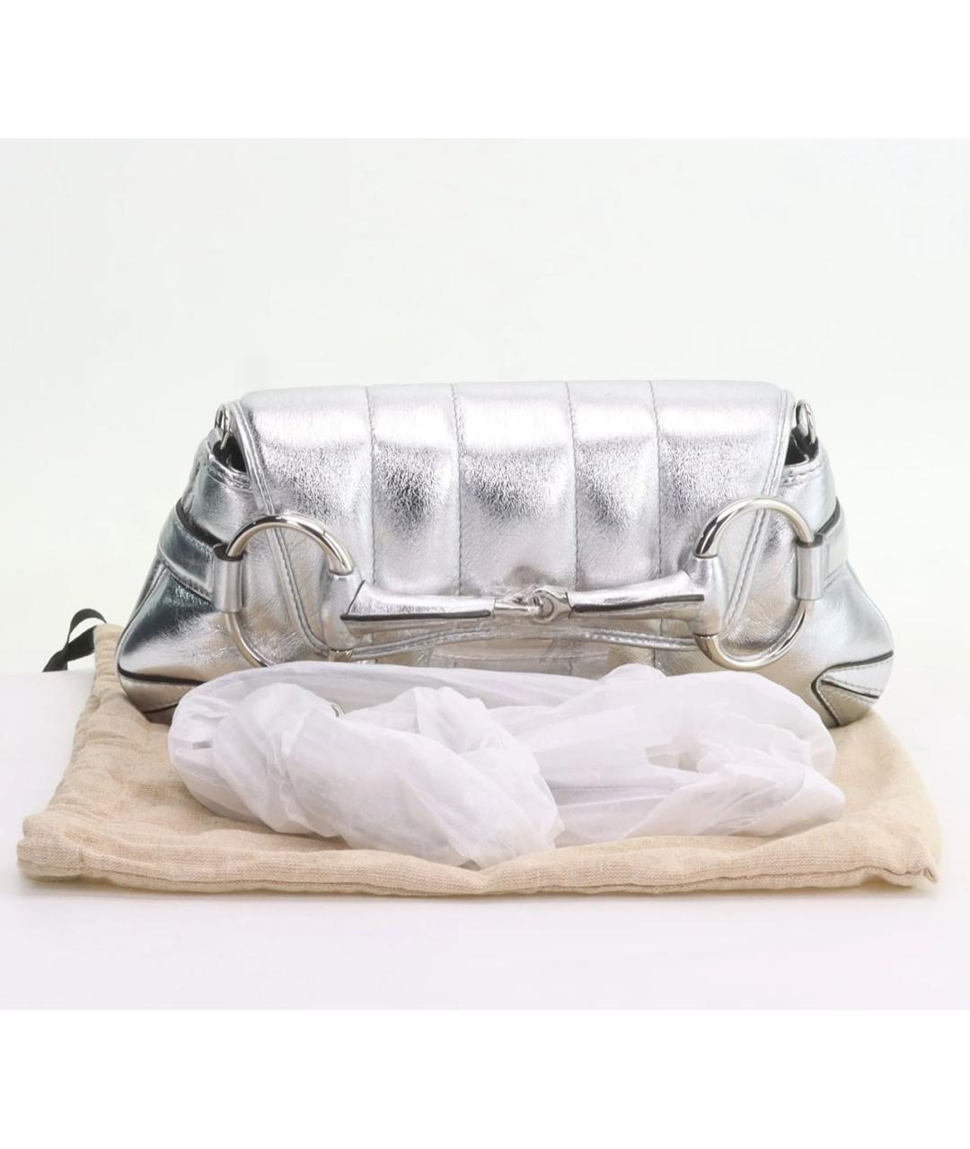 GUCCI Серебряная кожаная сумка через плечо, фото 3