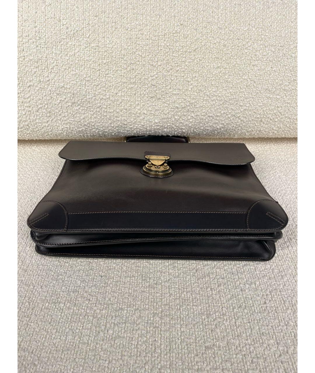 LOUIS VUITTON Коричневый кожаный портфель, фото 6
