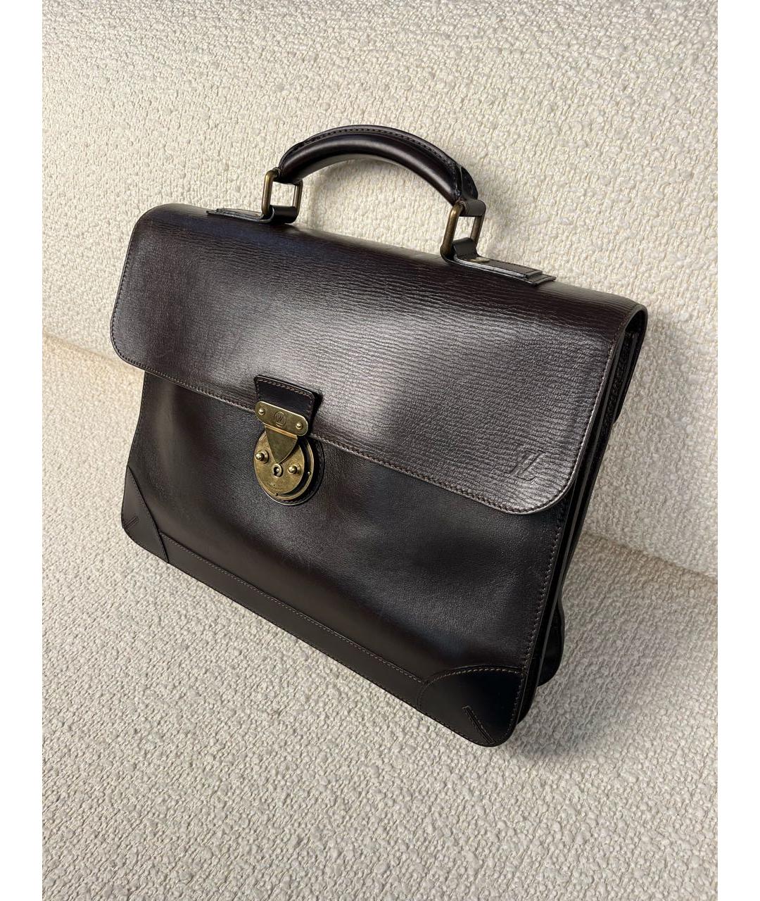 LOUIS VUITTON Коричневый кожаный портфель, фото 5