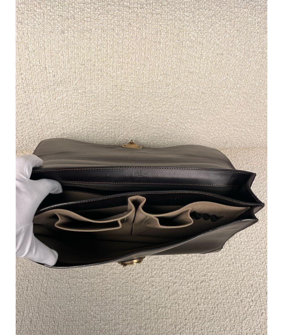 LOUIS VUITTON Коричневый кожаный портфель, фото 4