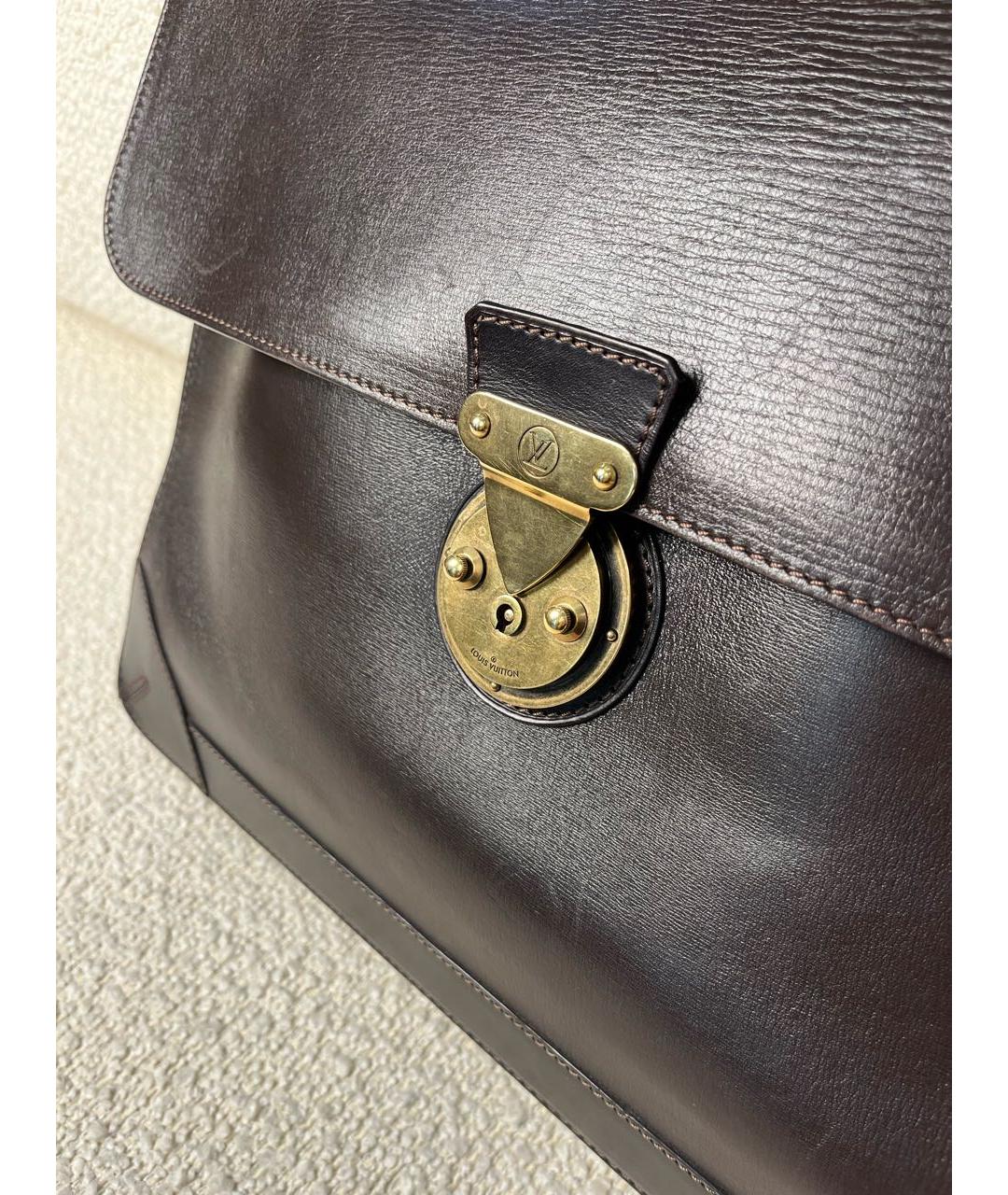 LOUIS VUITTON Коричневый кожаный портфель, фото 8