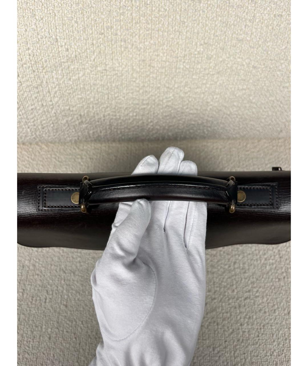 LOUIS VUITTON Коричневый кожаный портфель, фото 7