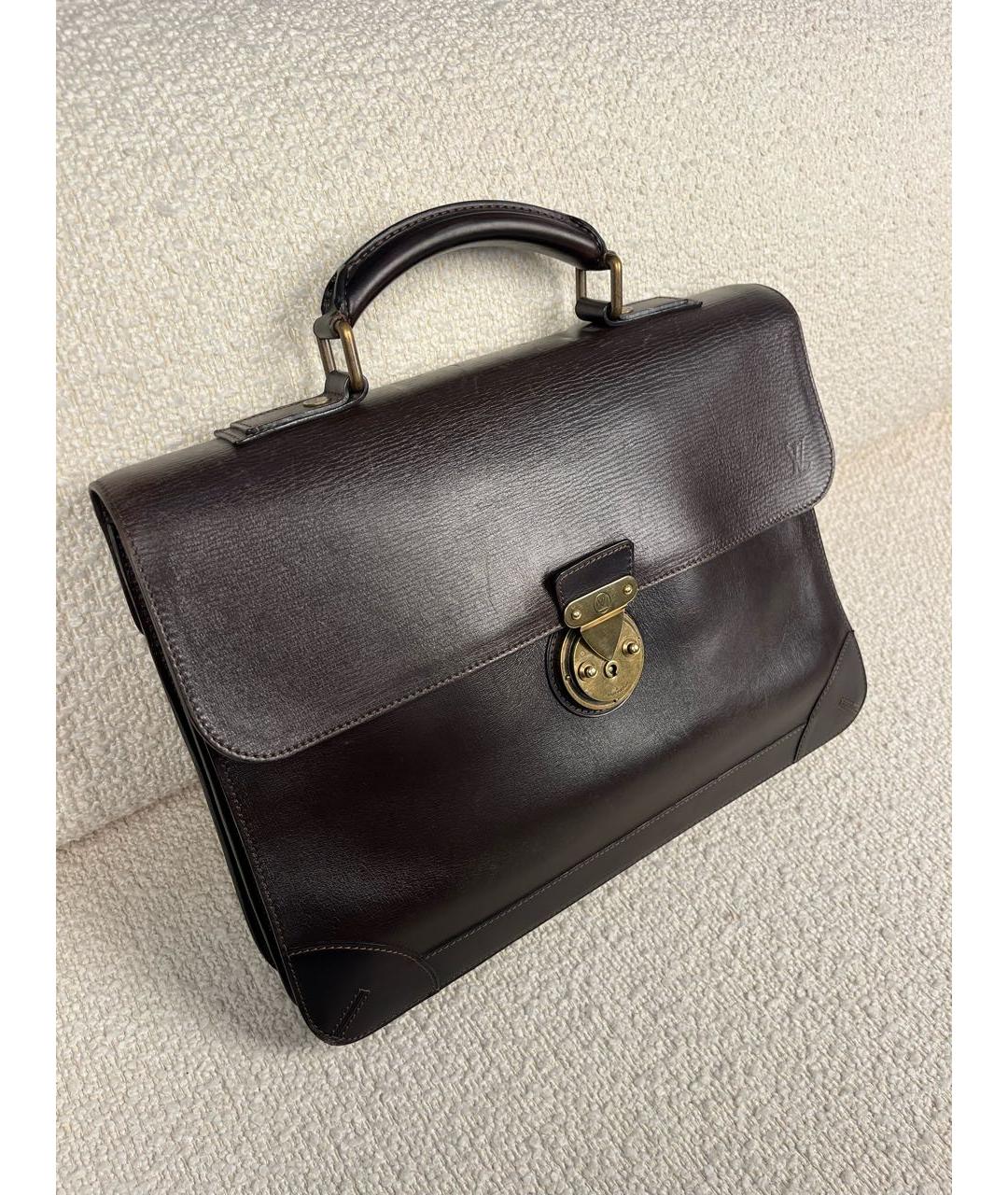 LOUIS VUITTON Коричневый кожаный портфель, фото 2