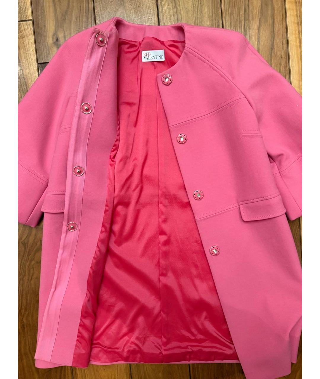RED VALENTINO Розовое ацетатное пальто, фото 4