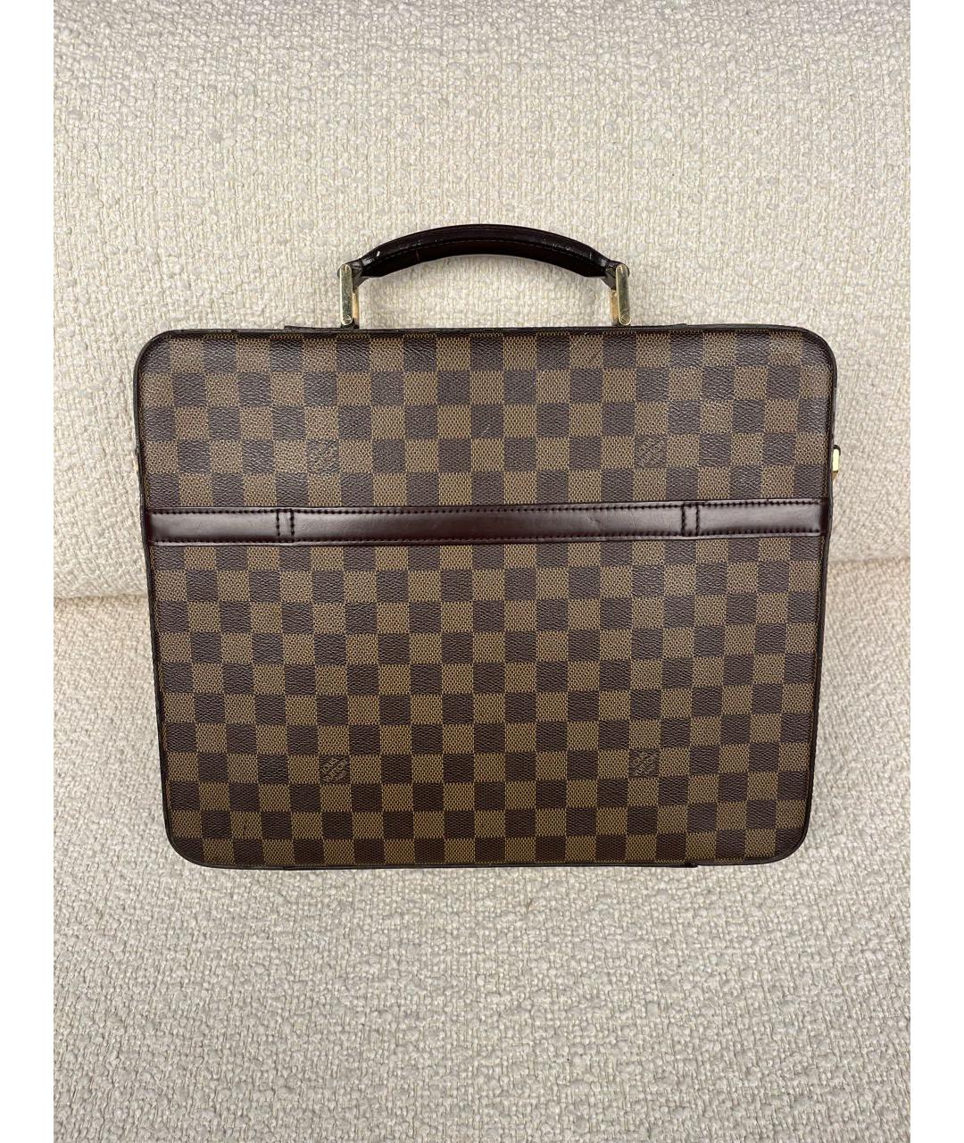 LOUIS VUITTON Коричневый кожаный портфель, фото 3