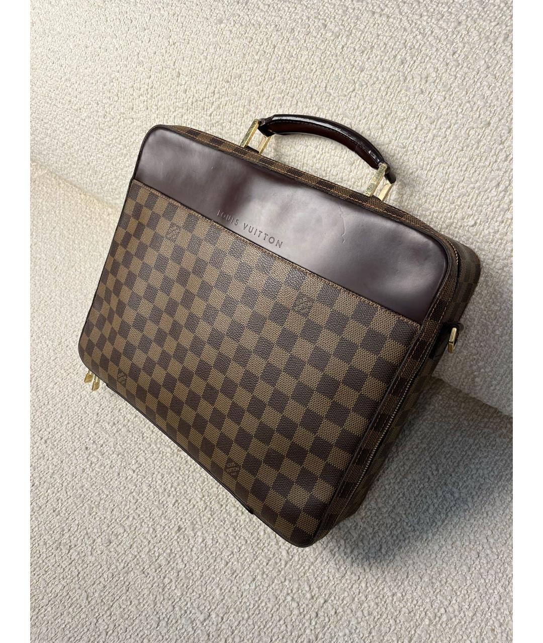 LOUIS VUITTON Коричневый кожаный портфель, фото 5