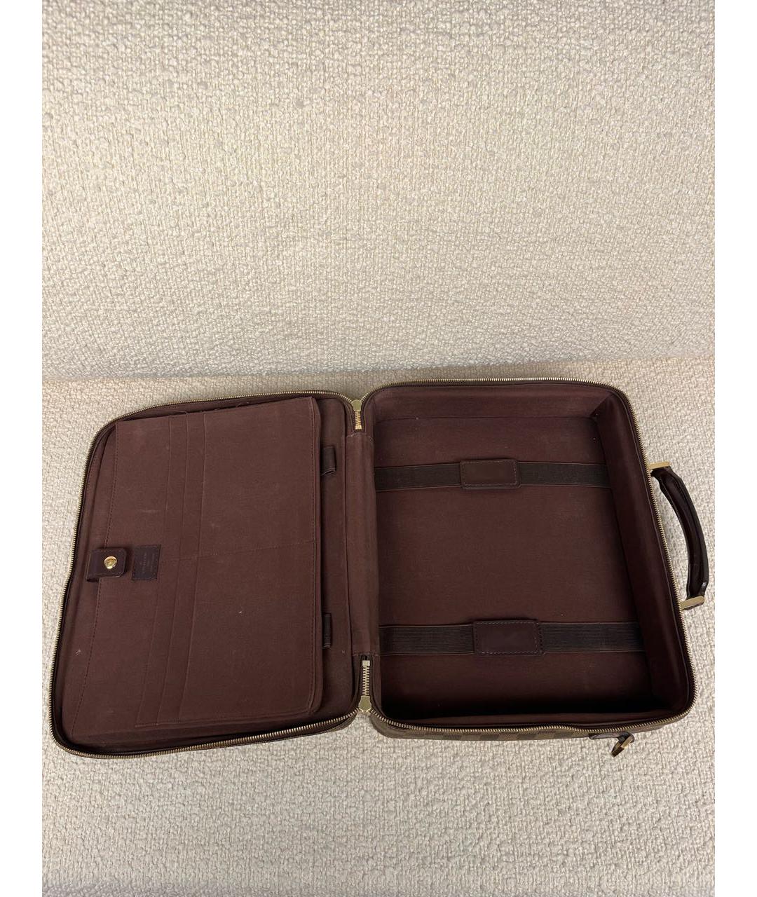 LOUIS VUITTON Коричневый кожаный портфель, фото 4