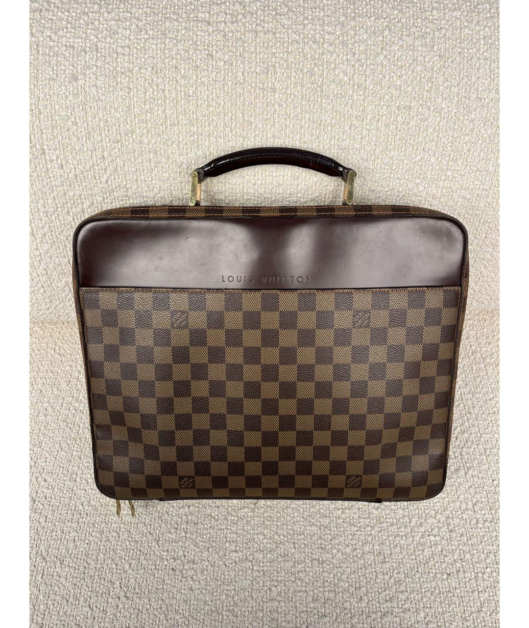 LOUIS VUITTON Коричневый кожаный портфель, фото 9