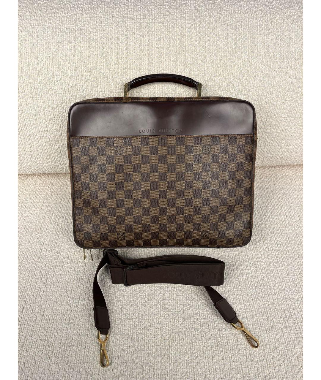 LOUIS VUITTON Коричневый кожаный портфель, фото 6