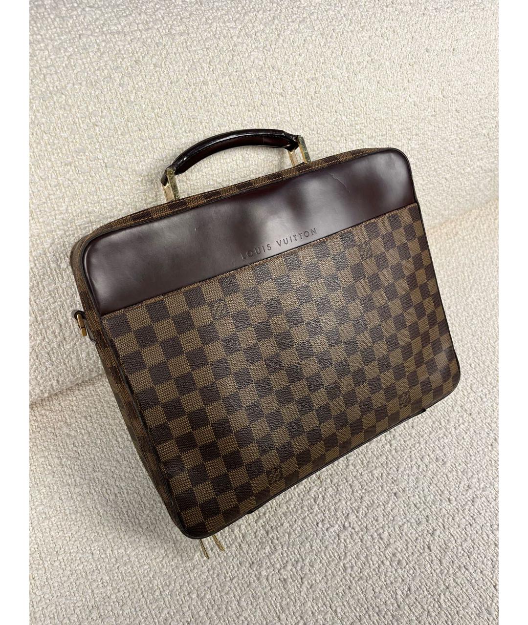 LOUIS VUITTON Коричневый кожаный портфель, фото 2