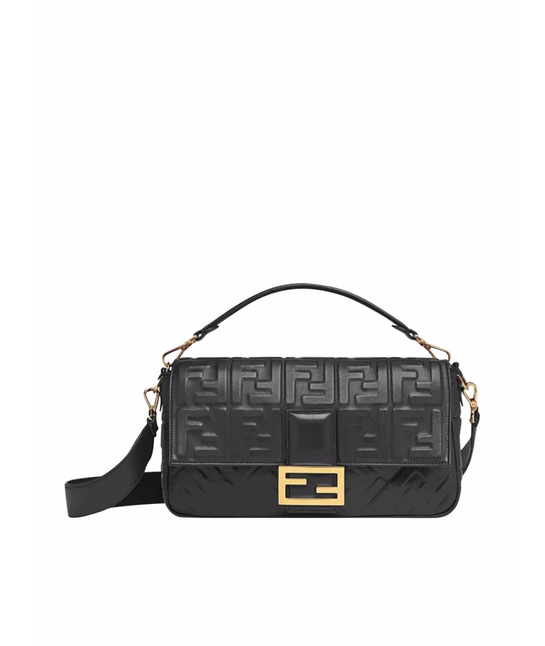 FENDI Черная кожаная сумка с короткими ручками, фото 1