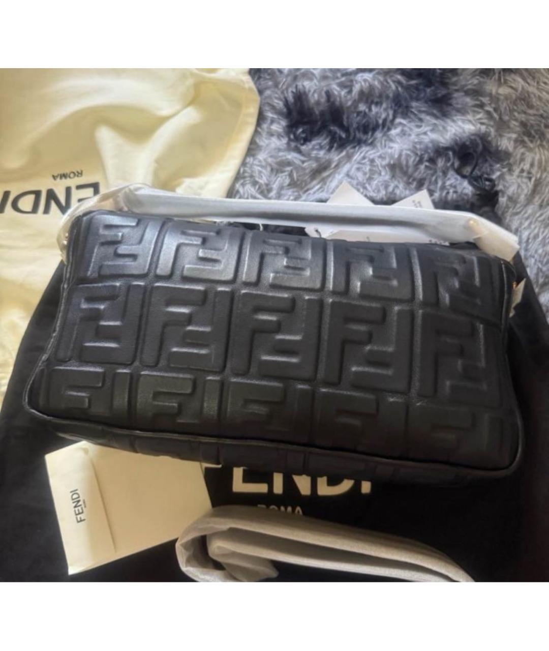 FENDI Черная кожаная сумка с короткими ручками, фото 3