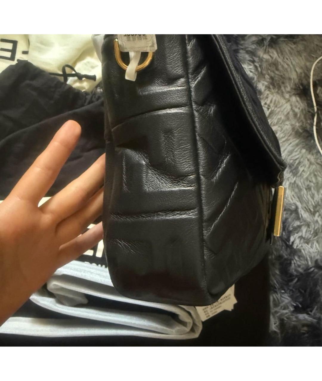 FENDI Черная кожаная сумка с короткими ручками, фото 5