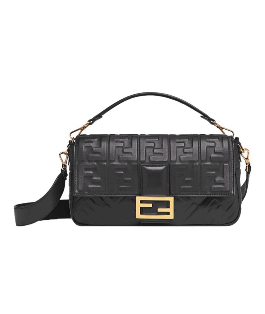 FENDI Черная кожаная сумка с короткими ручками, фото 6