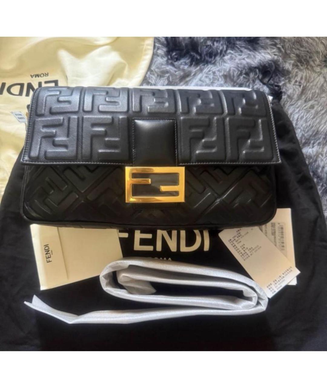 FENDI Черная кожаная сумка с короткими ручками, фото 2