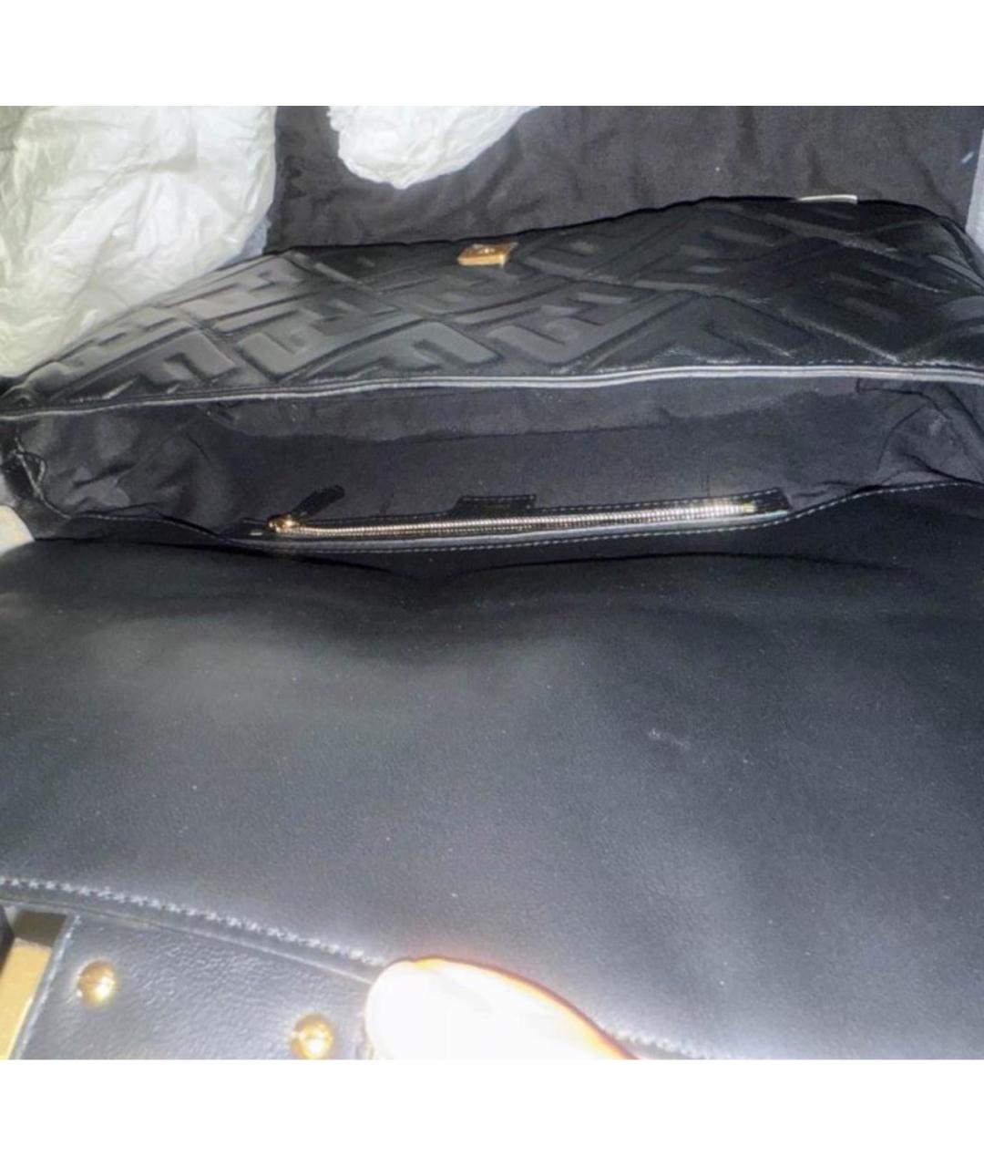 FENDI Черная кожаная сумка с короткими ручками, фото 4