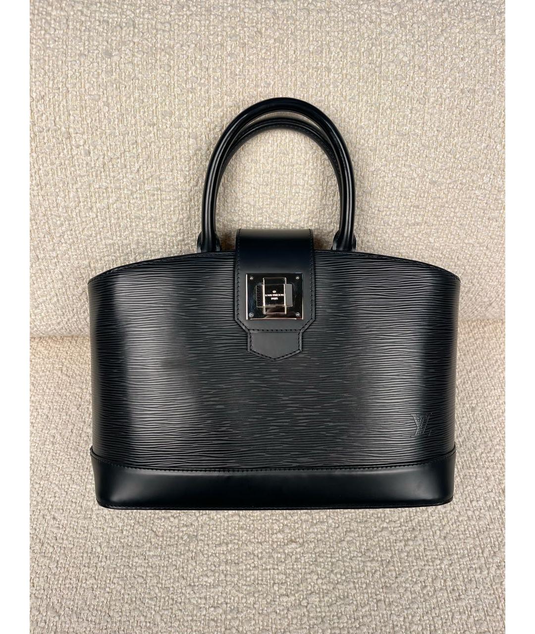 LOUIS VUITTON Черная кожаная сумка с короткими ручками, фото 9