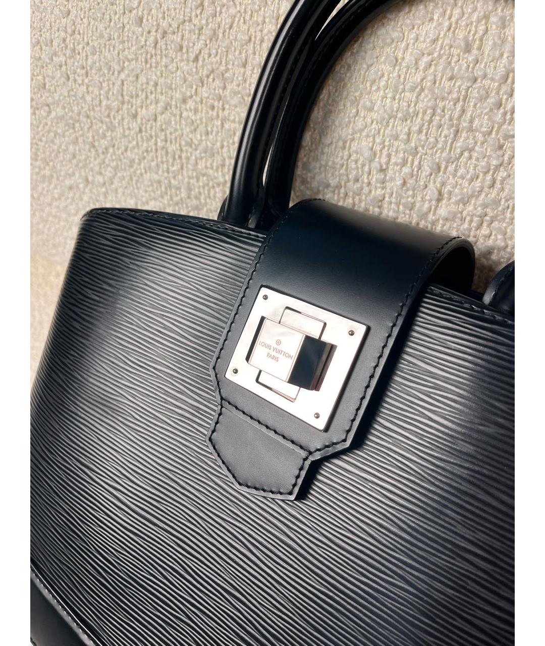 LOUIS VUITTON Черная кожаная сумка с короткими ручками, фото 7