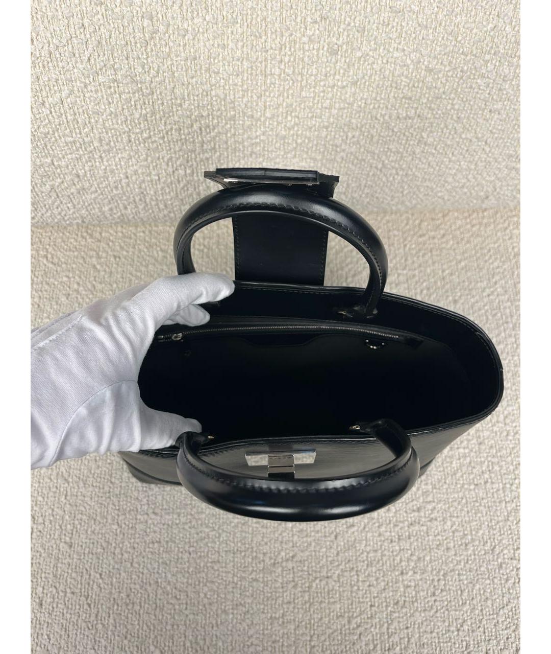 LOUIS VUITTON Черная кожаная сумка с короткими ручками, фото 4