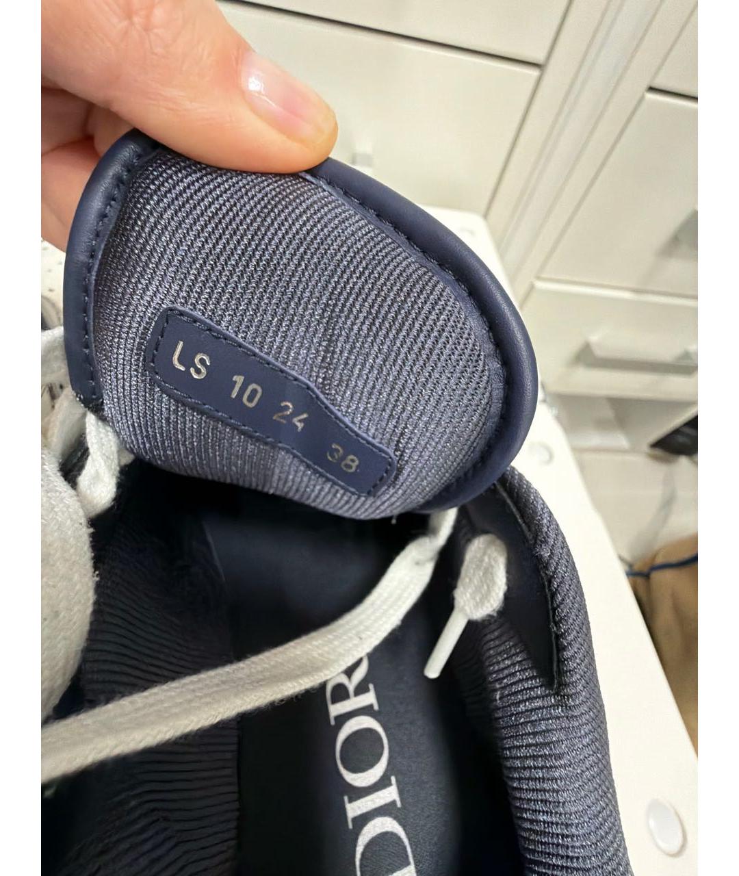 CHRISTIAN DIOR Темно-синие кожаные высокие кроссовки / кеды, фото 5