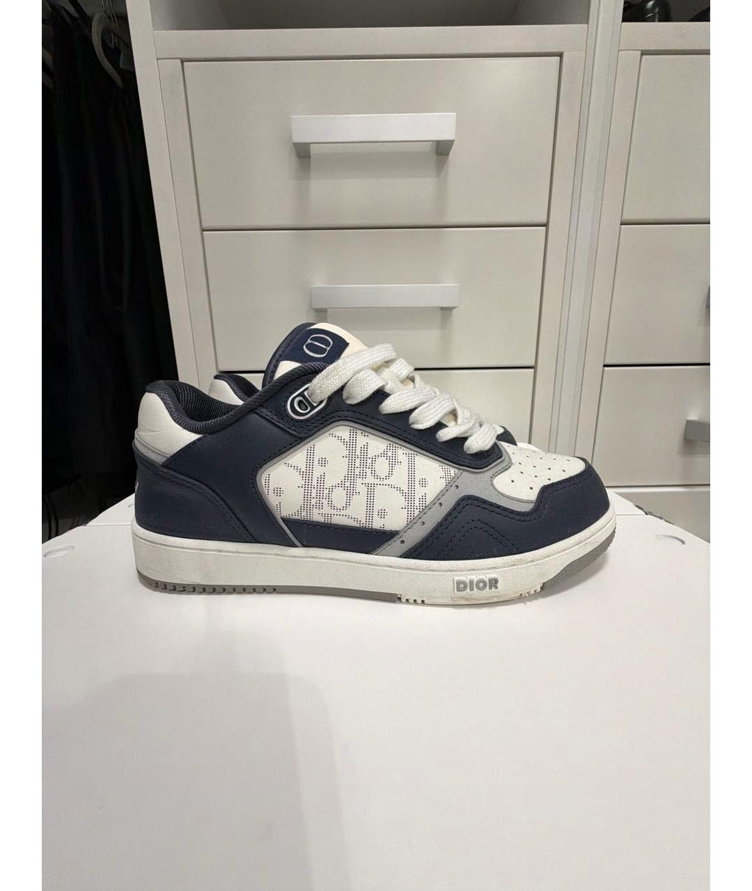 CHRISTIAN DIOR Темно-синие кожаные высокие кроссовки / кеды, фото 6